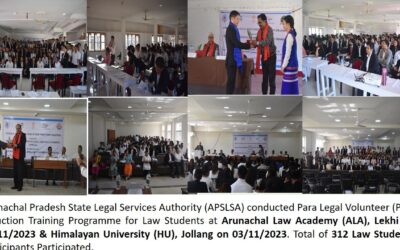 2 (two) Days Para Legal Volunteer (PLV) Induction Training Conducted at Arunachal Law Academy (ALA), Lekhi & Himalayan University, Jollang
